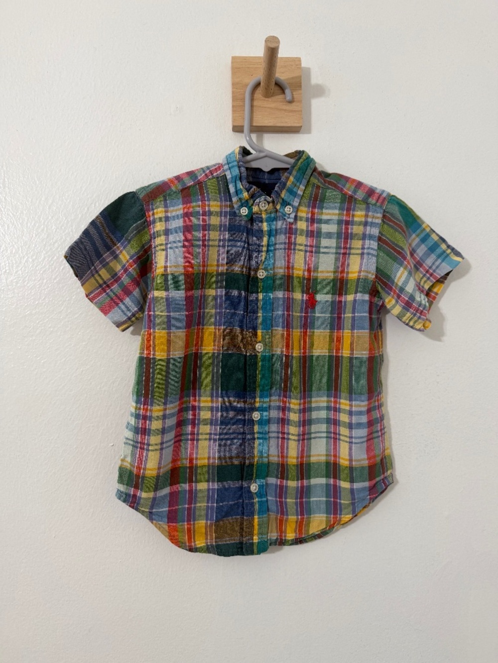 Polo Ralph Lauren Toddler Boys Multicolor Plaid Button Front Short Sleeve Top 2T